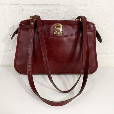 Vintage Etienne Aigner Brown Purse Handbag Shoulder Bag 1970s 1980s Satchel Brown Gold Hardware Structured Minimal Boho 