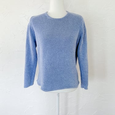80s L.L.Bean Light Blue Cotton Pullover Sweater | Medium/Large 