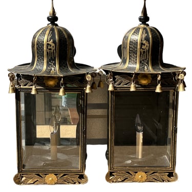 Incredible vintage Chinoiserie sconces / light fixtures 