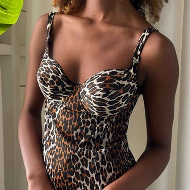 70s Leopard Print Slip Dress | S