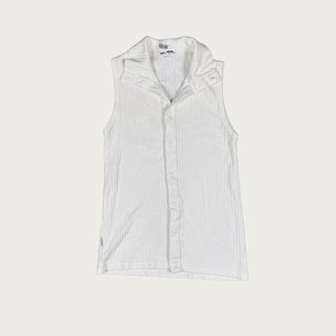 (S) White Collared Sleeveless Top