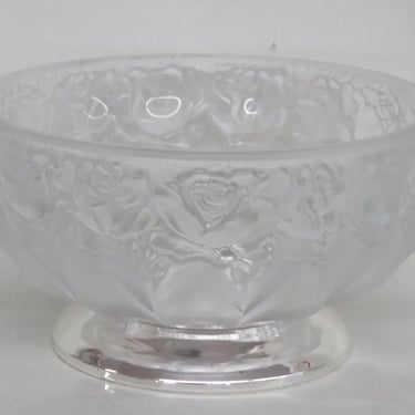 William Adams Germany Floral Silver Plated Frosted Satin Glass Large Bowl 3530B