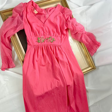 Pink Boho Maxi Dress 1970s 