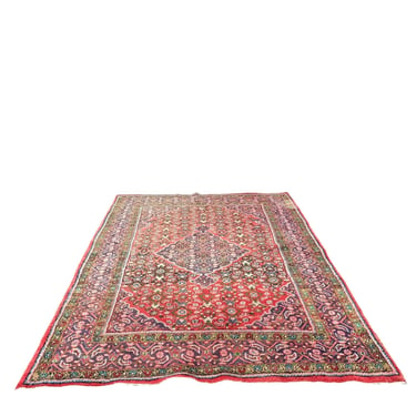 Vintage Persian Rug in Red, Blues and Greens