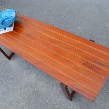 Solid Teak &#038; Oak Bench/Coffee Table w/ Sleigh Base