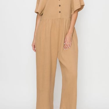 a mente Button down volume sleeve jumpsuit - Sand