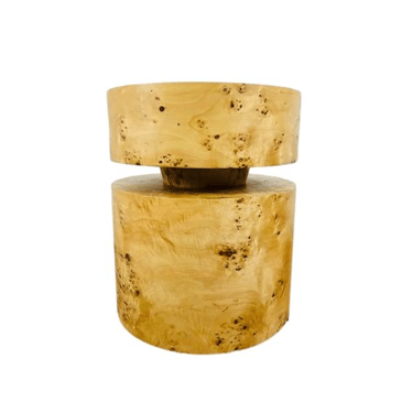 #1035 Round Burl Wood Side Table
