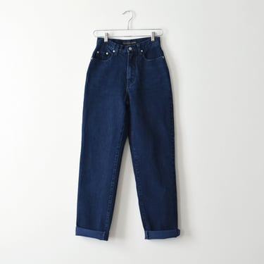 vintage 90s Limited jeans, high waisted tapered denim, dark blue 
