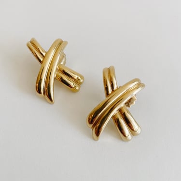 Gold X Post Earrings
