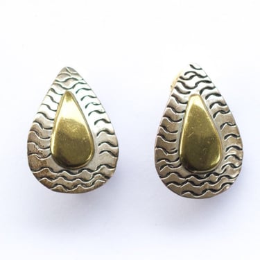 Mexican sterling silver teardrop shaped clip on earrings 