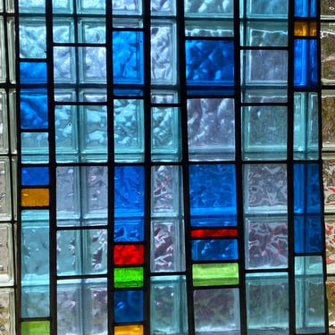 Blue Red And Green Rectangle Stained Glass