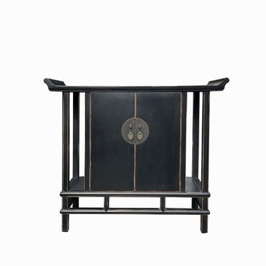 Chinese Black Lacquer Altar Point Edge Narrow Slim Side Table Cabinet cs7685E special 