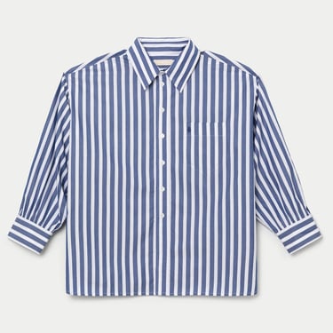 The Kappa Button-Up Shirt - Wide Navy Stripe