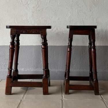 Pair of 18th C. Oak Joint Stools