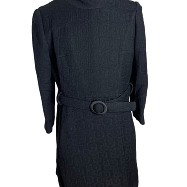 Vintage 1950s Women's Wool BROCADE Belted Coat ~ Wool ~ Overcoat / Trench Coat / Jacket / Swing ~ 50s ~ 