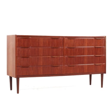 Knud Nielsen Mid Century Danish Teak 8 Drawer Lowboy Dresser - mcm 