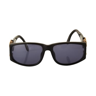 Chanel Black Rhinestone Jumbo Logo Sunglasses