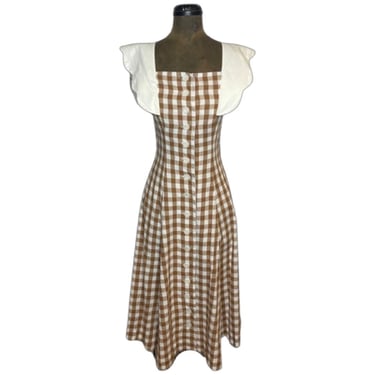 1940s brown gingham dress 