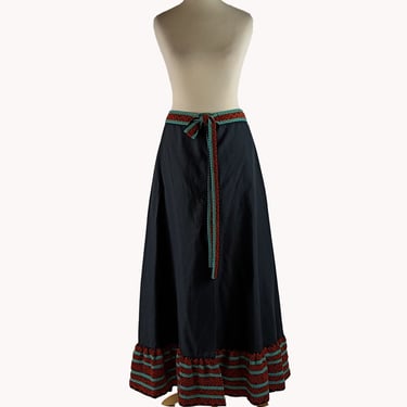 Arola 1970s High Waist Finnish Vintage Cotton Maxi Skirt Size L 94cm 37