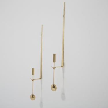 Vintage Pair of Gorgeous Candle Wall Sconces by Pierre Forsell for Skultuna, 1950s.