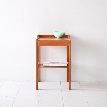 Vintage 1960s Scandinavian Teak Nightstand with Drawer and Magazine Shelf 