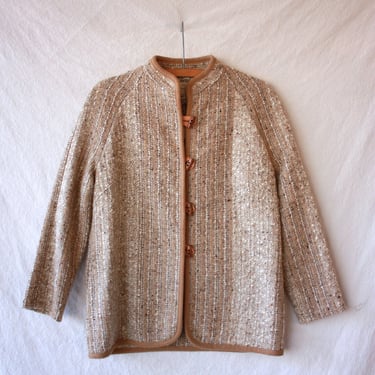 Vintage Irish Wool Tweed Toggle Jacket Cardigan Size M / L 