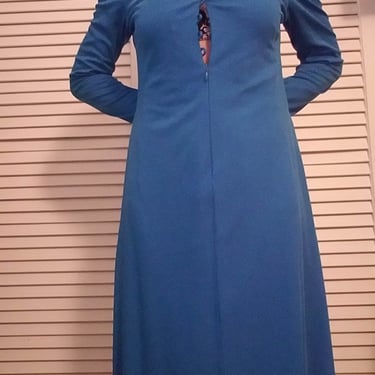 Vintage SAKS 5th Ave long sleeve blue floor length dress 