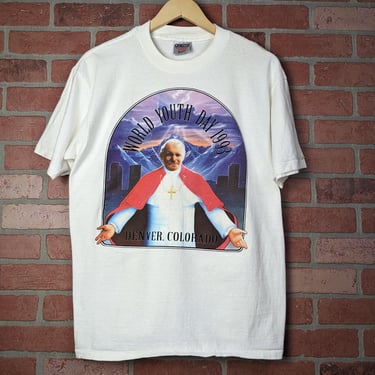 Vintage 1993 World Youth Day ORIGINAL Pope Tee - Large 