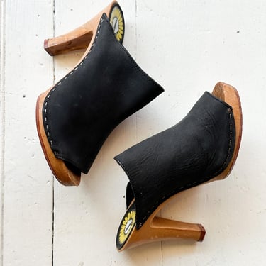 1970s Italian Nubuck Clog Mules 