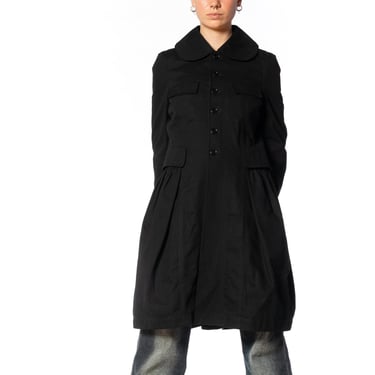 2000S Comme Des Garcons Black Cotton Baby-Doll Trench Coat 