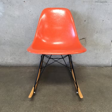 Vintage Eames Orange Fiberglass Rocking Chair