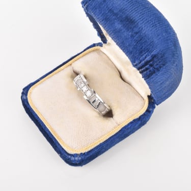 1995 Tiffany & Co. 18K White Gold Diamond Atlas Ring, .24 TCW Three-Stone Ring, Size 6 3/4 US 