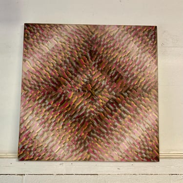 Vintage Mid Century Signed Abstract Geometric Oil Painting 