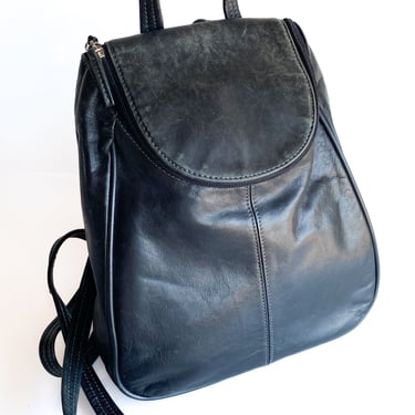 Y2K Black Leather Mini Backpack