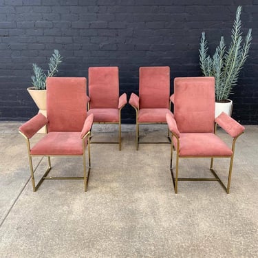 Set of 4 Vintage Polished Brass Dining Chairs, c.1970’s 