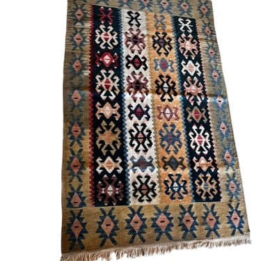 Unusual Vintage Kilim Runner w/Fringe 239-38