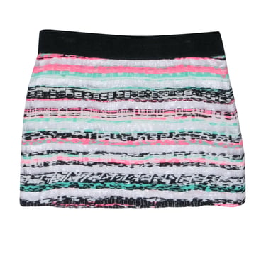 Milly - White, Black, Pink, &amp; Mint Textured Stripe Mini Skirt Sz 8