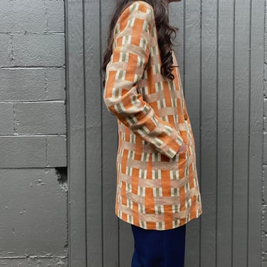 vintage linen blend geometric pattern blazer 