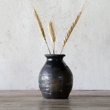 Found Studio Pottery Vase, Small Black Bud Vase, Handmade Artisan Vase, Pottery Vase Handmade 