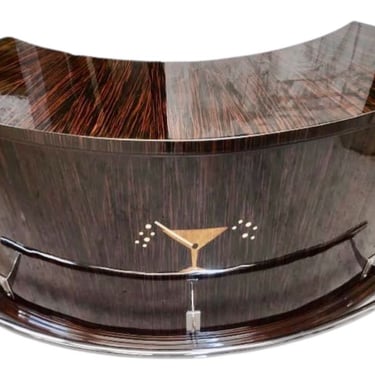 Art Deco Martini Bar Custom Macassar Wood Cabinet