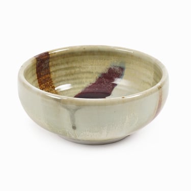 Studio Pottery Porcelain Bowl Green Burgundy 