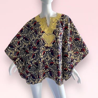 Vintage 1970s Dashiki Embroidered Bohemian Festival Kimono Caftan - A Unique and Colorful Piece of Ethnic-Inspired Fashion 