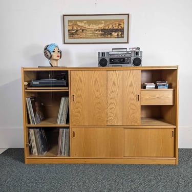 Danish Modern Media Cabinet / Record Player Stand & Storage