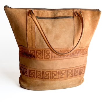 1970s *As Is* Tan Leather Suede Tote Bag