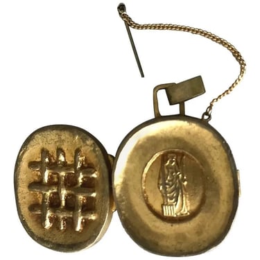 Gilt Bronze Reliquary Pendant by Line Vautrin Art Jewelry