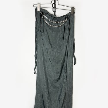 Semi-Sheer Silk Wrap Skirt with Chain Detail