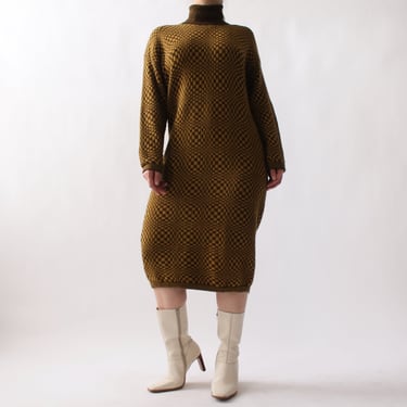 Vintage Sisley Optical Illusion Knit Dress