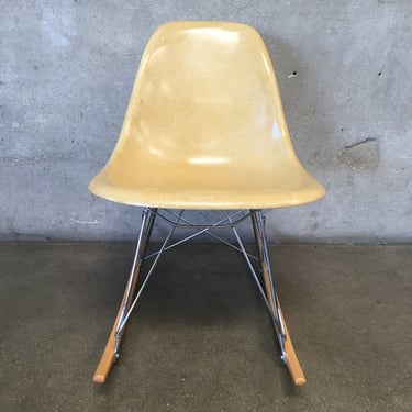 Vintage Herman Miller Eames Yellow Molded Fiberglass Rocking Chair