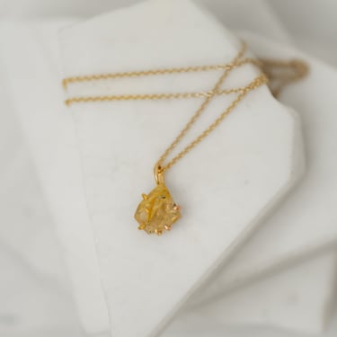 14K-18K Gold Small Rutilated Quartz Pendant Necklace