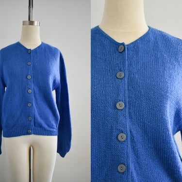 1960s Blue Wool Cardigan Sweater 